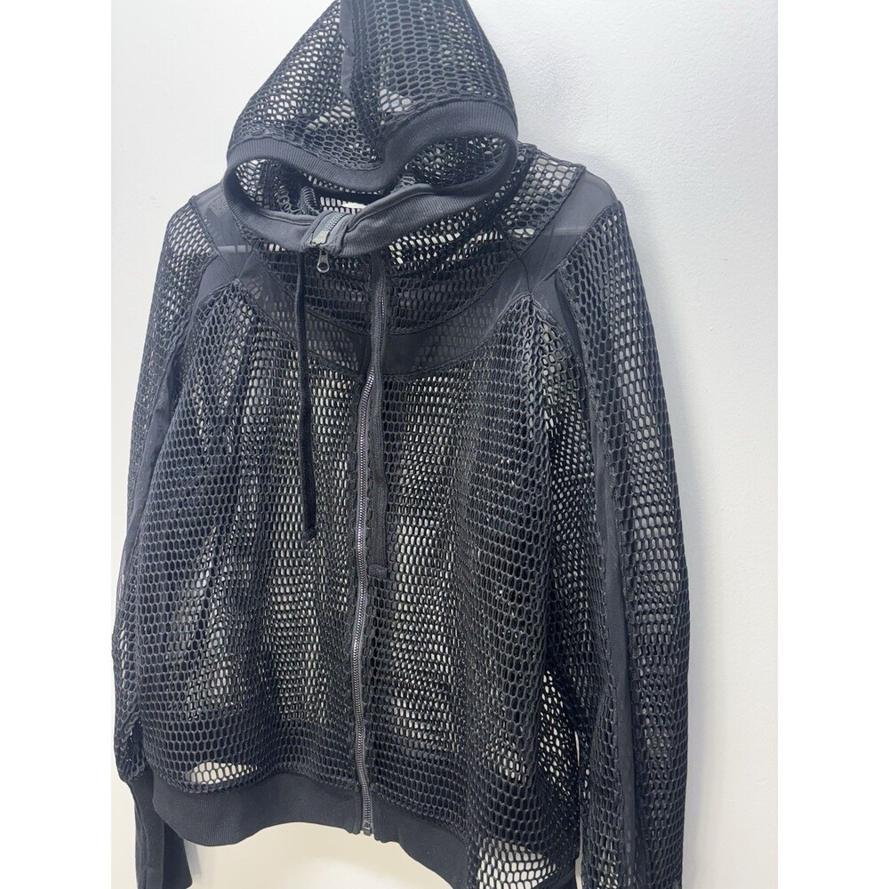 ALO Yoga  Women’s  Mesh Fortuna Hoodie Jacket  Black Sz L - Picture 4 of 13
